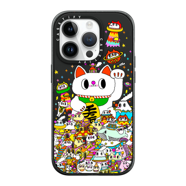 Messy Desk x CASETiFY iPhone 14 Pro ケース マットブラック インパクトケース MagSafe対応 Lucky Cat