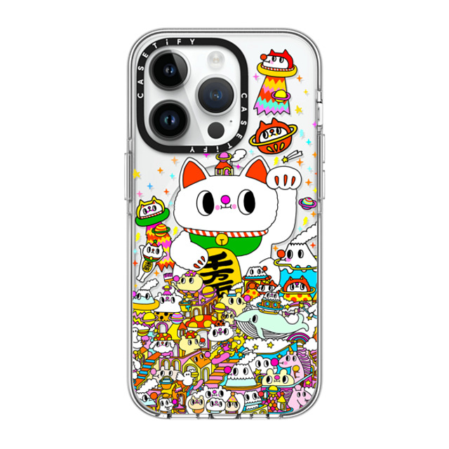 Messy Desk x CASETiFY iPhone 14 Pro ケース クリア クリア ケース MagSafe対応 Lucky Cat