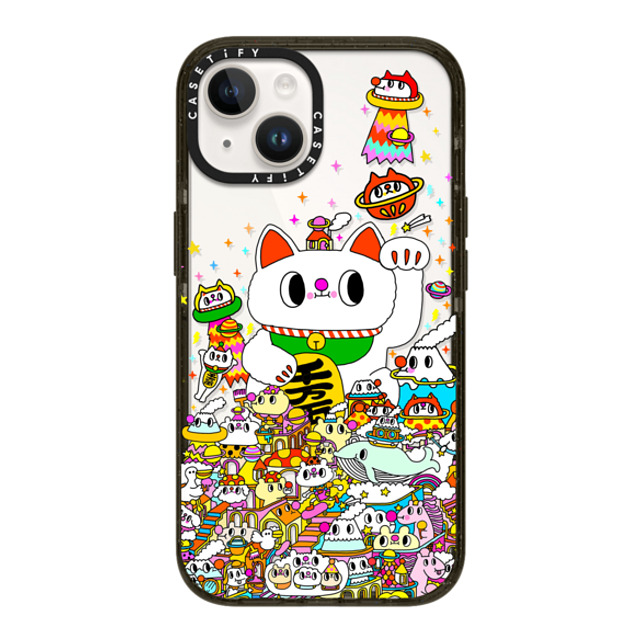 Messy Desk x CASETiFY iPhone 14 ケース ブラック インパクトケース Lucky Cat