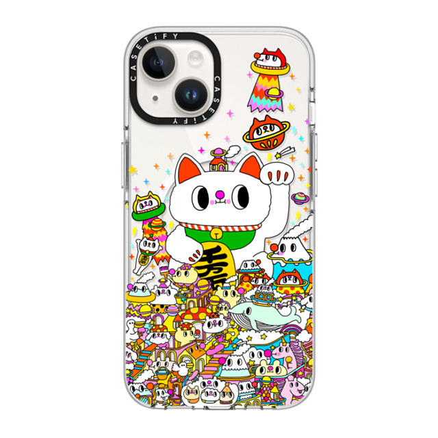 Messy Desk x CASETiFY iPhone 14 ケース クリア クリア ケース MagSafe対応 Lucky Cat