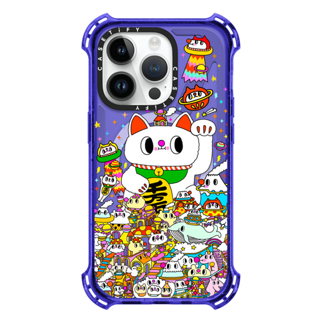 Messy Desk x CASETiFY iPhone 14 Pro ケース Peri Purple バウンスケース Lucky Cat