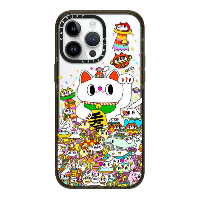 Messy Desk x CASETiFY iPhone 14 Pro Max ケース ブラック インパクトケース MagSafe対応 Lucky Cat