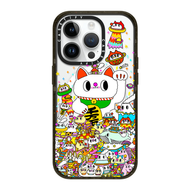 Messy Desk x CASETiFY iPhone 14 Pro ケース ブラック インパクトケース MagSafe対応 Lucky Cat