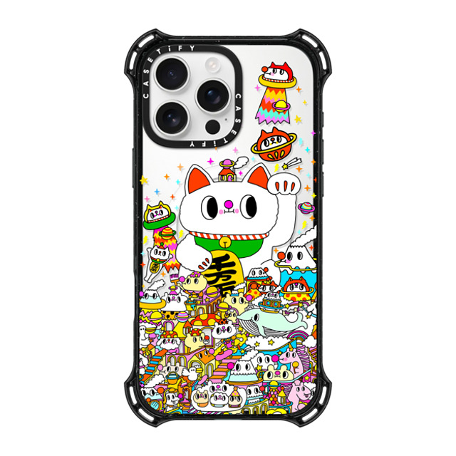 Messy Desk x CASETiFY iPhone 16 Pro Max ケース ブラック バウンスケース Lucky Cat