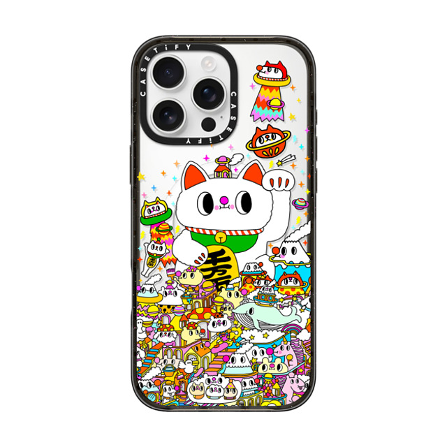 Messy Desk x CASETiFY iPhone 16 Pro Max ケース ブラック インパクトケース MagSafe対応 Lucky Cat