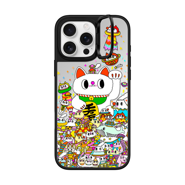 Messy Desk x CASETiFY iPhone 16 Pro Max Case Cat,Cartoon Silver on Black ミラー リングスタンドケース MagSafe対応 Lucky Cat Mother's Day Messy Desk x CASETiFY iPhone 16 Pro Max Case Cat,Cartoon Silver on Black ミラー リングスタンドケース MagSafe対応 Lucky Cat Mother's Day