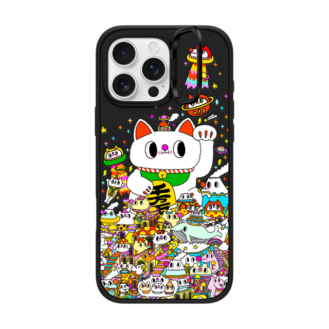 Messy Desk x CASETiFY iPhone 16 Pro Max ケース マットブラック インパクトリングスタンドケース MagSafe対応 Lucky Cat