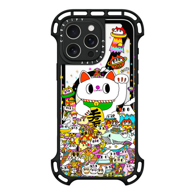 Messy Desk x CASETiFY iPhone 16 Pro Max ケース ブラック ウルトラ バウンスケース MagSafe対応 Lucky Cat