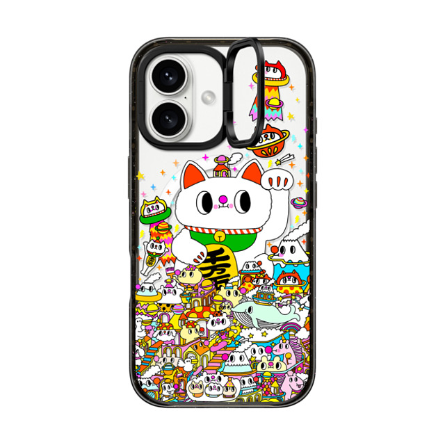 Messy Desk x CASETiFY iPhone 16 Case Cat,Cartoon Black インパクトリングスタンドケース MagSafe対応 Lucky Cat Father's Day Messy Desk x CASETiFY iPhone 16 Case Cat,Cartoon Black インパクトリングスタンドケース MagSafe対応 Lucky Cat Father's Day