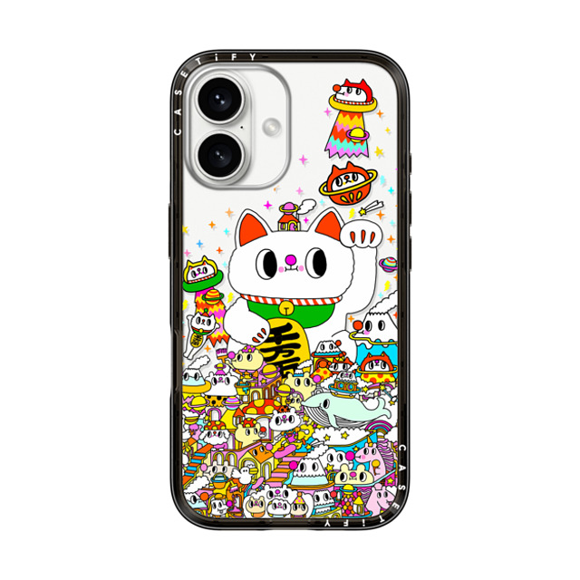 Messy Desk x CASETiFY iPhone 16 ケース ブラック インパクトライトケース Lucky Cat