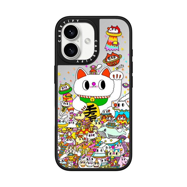 Messy Desk x CASETiFY iPhone 16 Case Silver on Black ミラーケース MagSafe対応 Lucky Cat Messy Desk x CASETiFY iPhone 16 Case Silver on Black ミラーケース MagSafe対応 Lucky Cat