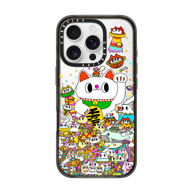 Messy Desk x CASETiFY iPhone 16 Pro ケース ブラック インパクトケース MagSafe対応 Lucky Cat