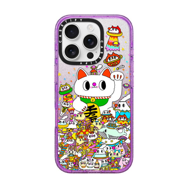 Messy Desk x CASETiFY iPhone 16 Pro Case Glitter Purple Impact Case MagSafe Compatible Lucky Cat Messy Desk x CASETiFY iPhone 16 Pro Case Glitter Purple Impact Case MagSafe Compatible Lucky Cat