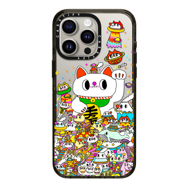 Messy Desk x CASETiFY iPhone 15 Pro Max ケース ブラック インパクトケース Lucky Cat