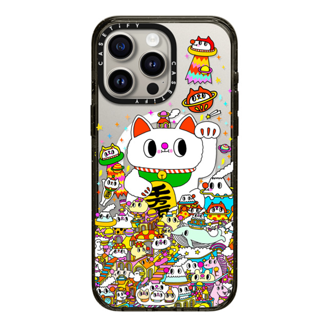 Messy Desk x CASETiFY iPhone 15 Pro Max ケース ブラック インパクトケース MagSafe対応 Lucky Cat