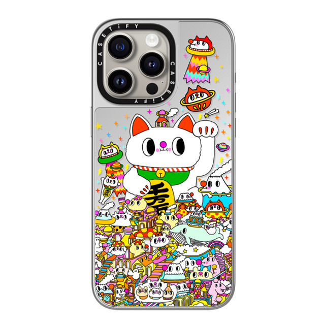 Messy Desk x CASETiFY iPhone 15 Pro Max Case Cat,Cartoon シルバー (シルバーバンパー) Mirror Case MagSafe Compatible Lucky Cat Back to School Messy Desk x CASETiFY iPhone 15 Pro Max Case Cat,Cartoon シルバー (シルバーバンパー) Mirror Case MagSafe Compatible Lucky Cat Back to School