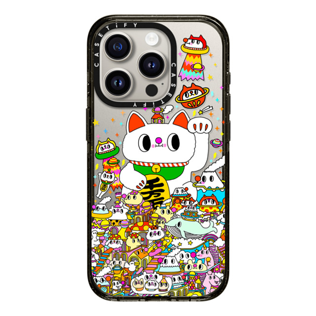 Messy Desk x CASETiFY iPhone 15 Pro ケース ブラック インパクトケース Lucky Cat