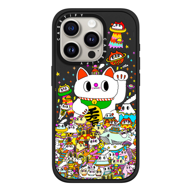 Messy Desk x CASETiFY iPhone 15 Pro ケース マットブラック インパクトケース MagSafe対応 Lucky Cat