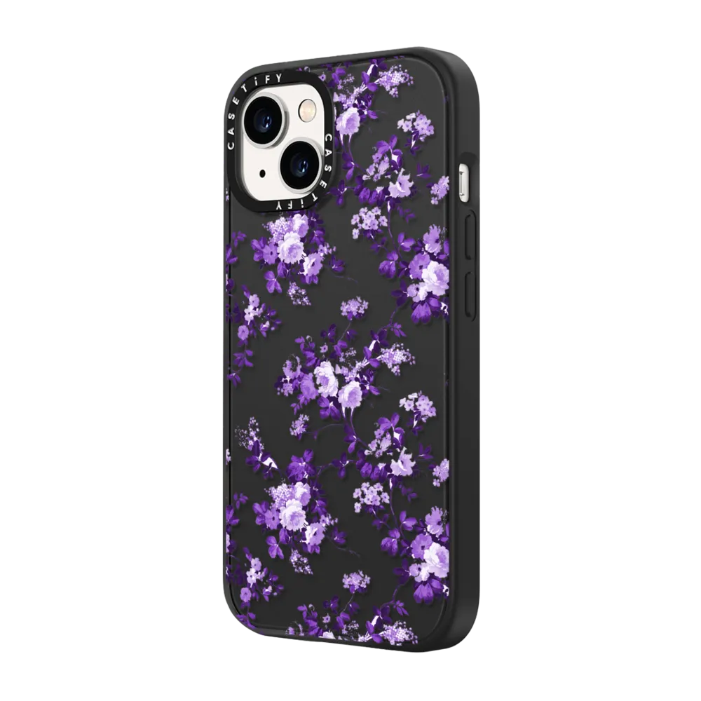 Impact iPhone 14 Case MagSafe Compatible - Vintage lavender purple elegant roses floral
