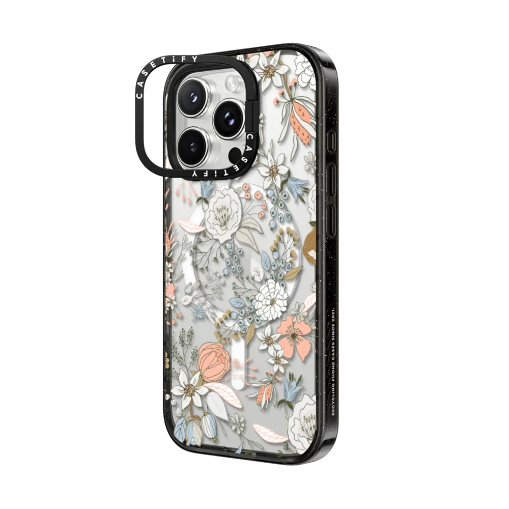 Impact Ring Stand iPhone 16 Pro Max Case MagSafe Compatible - Abstract modern coral white pastel rustic floral