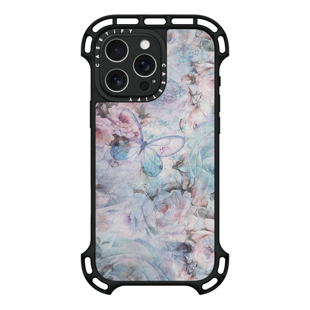 CASETiFY iPhone 16 Pro Max Case Black ウルトラ バウンスケース MagSafe対応 Butterfly Shabby vintage pastel pink teal floral butterfly CASETiFY iPhone 16 Pro Max Case Black ウルトラ バウンスケース MagSafe対応 Butterfly Shabby vintage pastel pink teal floral butterfly
