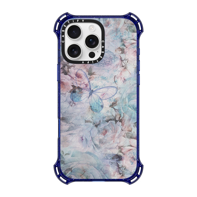 CASETiFY iPhone 16 Pro Max Case コバルトブルー バウンスケース Butterfly Shabby vintage pastel pink teal floral butterfly CASETiFY iPhone 16 Pro Max Case コバルトブルー バウンスケース Butterfly Shabby vintage pastel pink teal floral butterfly