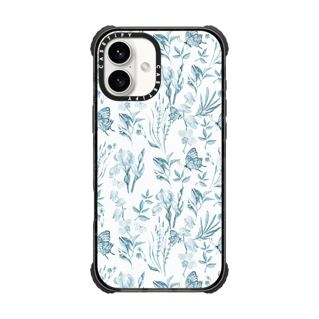 CASETiFY iPhone 16 Plus Case Black ウルトラ インパクトケース MagSafe 対応 Butterfly Elegant pastel blue vintage butterfly floral CASETiFY iPhone 16 Plus Case Black ウルトラ インパクトケース MagSafe 対応 Butterfly Elegant pastel blue vintage butterfly floral