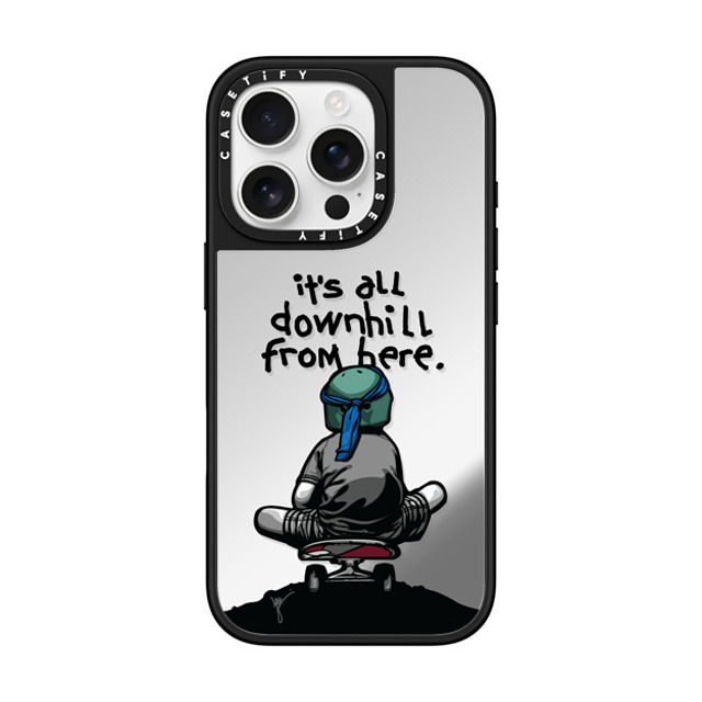 Joe Iurato x CASETiFY iPhone 16 Pro ケース Quote,Pop Art Silver on Black ミラーケース MagSafe対応 IT'S ALL DOWNHILL FROM HERE Father's Day Joe Iurato x CASETiFY iPhone 16 Pro ケース Quote,Pop Art Silver on Black ミラーケース MagSafe対応 IT'S ALL DOWNHILL FROM HERE Father's Day