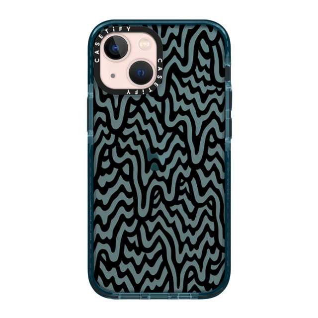 Jen Stark x CASETiFY iPhone 13 Mini ケース Pacific Blue インパクトケース Black & White Infinite Drip