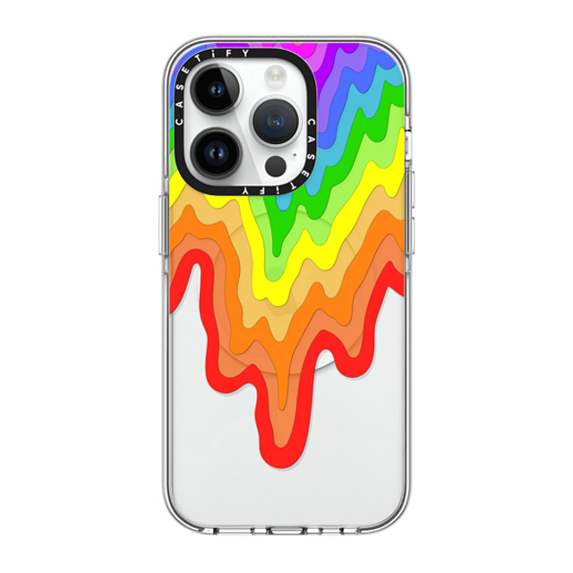 Jen Stark x CASETiFY iPhone 14 Pro ケース クリア クリア ケース MagSafe対応 Rainbow Drip