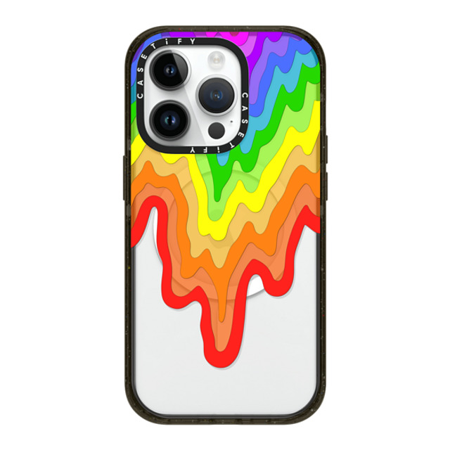 Jen Stark x CASETiFY iPhone 14 Pro ケース ブラック インパクトケース MagSafe対応 Rainbow Drip