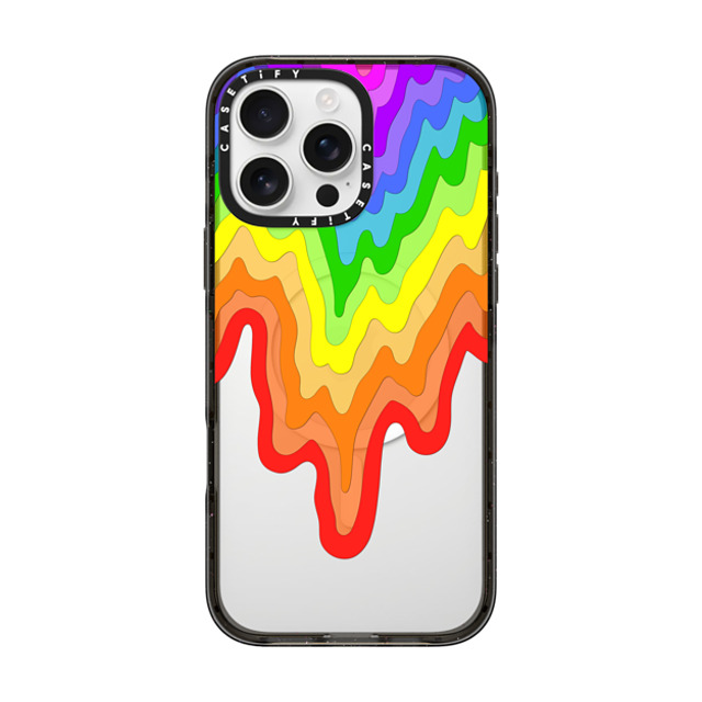 Jen Stark x CASETiFY iPhone 16 Pro Max ケース ブラック インパクトケース MagSafe対応 Rainbow Drip