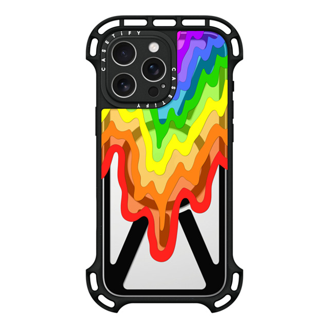 Jen Stark x CASETiFY iPhone 16 Pro Max ケース ブラック ウルトラ バウンスケース MagSafe対応 Rainbow Drip