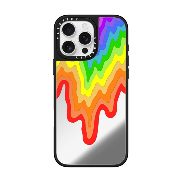 Jen Stark x CASETiFY iPhone 16 Pro Max ケース Silver on Black ミラーケース MagSafe対応 Rainbow Drip