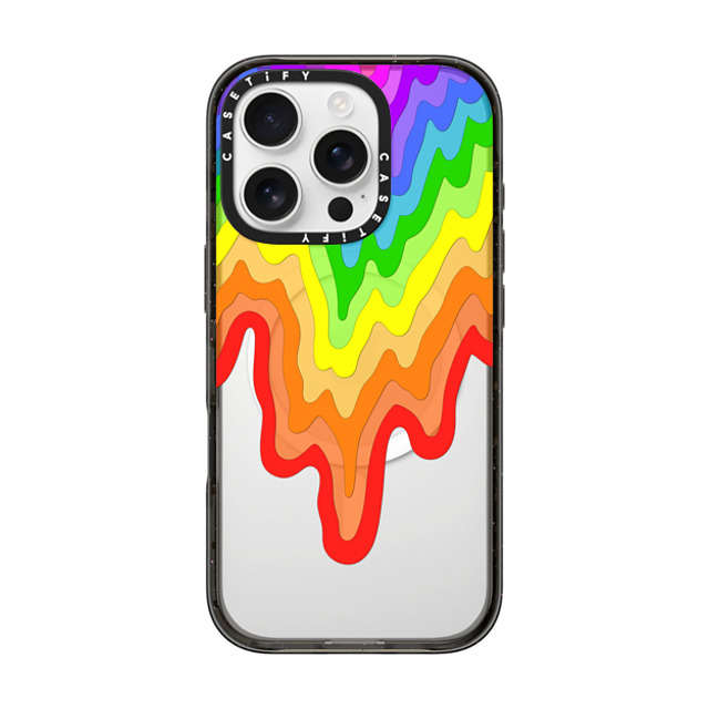 Jen Stark x CASETiFY iPhone 16 Pro ケース ブラック インパクトケース MagSafe対応 Rainbow Drip