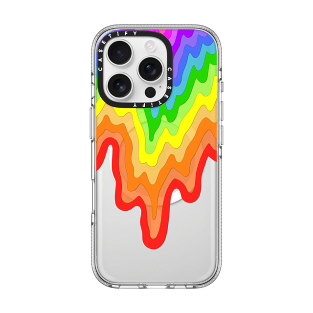 Jen Stark x CASETiFY iPhone 16 Pro ケース クリア クリア ケース MagSafe対応 Rainbow Drip