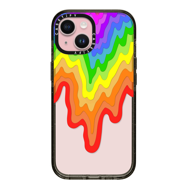 Jen Stark x CASETiFY iPhone 15 ケース ブラック インパクトケース Rainbow Drip