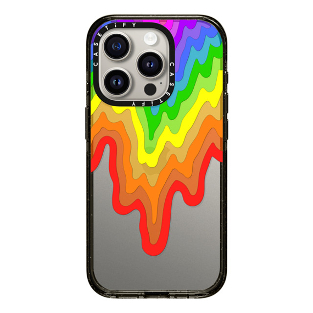 Jen Stark x CASETiFY iPhone 15 Pro ケース ブラック インパクトケース Rainbow Drip