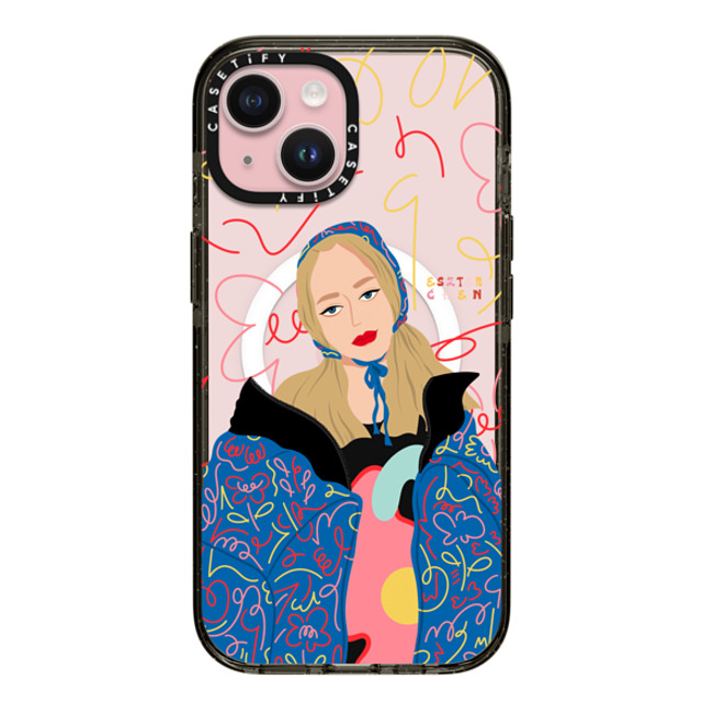 CASETiFY iPhone 15 ケース ブラック インパクトケース MagSafe対応 Graffiti Girl by Eszter Chen eszterchenart Father's Day CASETiFY iPhone 15 ケース ブラック インパクトケース MagSafe対応 Graffiti Girl by Eszter Chen eszterchenart Father's Day