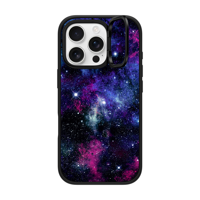 Organic Saturation x CASETiFY iPhone 16 Pro ケース マットブラック インパクトリングスタンドケース MagSafe対応 Galaxy Stars 3