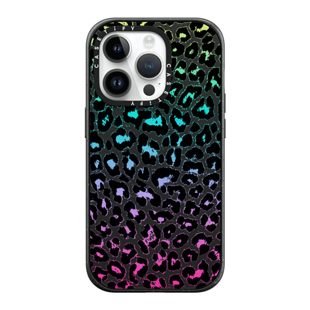 Organic Saturation x CASETiFY iPhone 14 Pro ケース マットブラック インパクトケース MagSafe対応 Wild Colorful Leopard Transparent