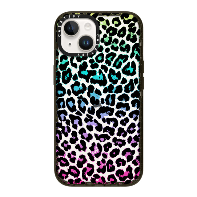 Organic Saturation x CASETiFY iPhone 14 ケース ブラック インパクトケース Wild Colorful Leopard Transparent