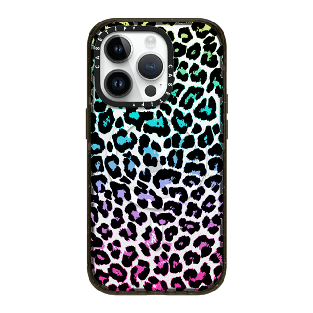 Organic Saturation x CASETiFY iPhone 14 Pro ケース ブラック インパクトケース MagSafe対応 Wild Colorful Leopard Transparent