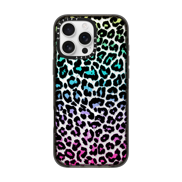 Organic Saturation x CASETiFY iPhone 16 Pro Max ケース ブラック インパクトケース MagSafe対応 Wild Colorful Leopard Transparent