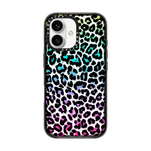 Organic Saturation x CASETiFY iPhone 16 ケース ブラック インパクトケース MagSafe対応 Wild Colorful Leopard Transparent