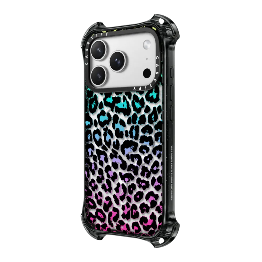 Bounce iPhone 17 Pro Max Case MagSafe Compatible - Wild Colorful Leopard Transparent 