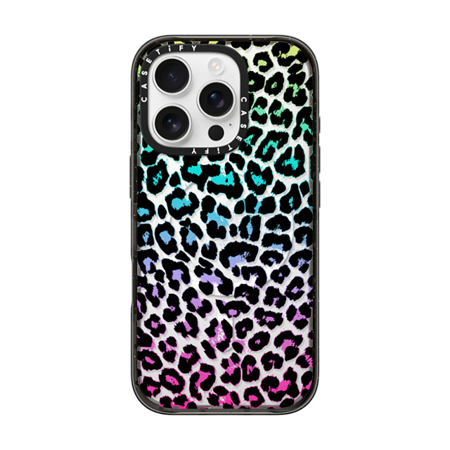 Organic Saturation x CASETiFY iPhone 16 Pro ケース ブラック インパクトケース MagSafe対応 Wild Colorful Leopard Transparent