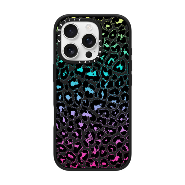 Organic Saturation x CASETiFY iPhone 16 Pro ケース マットブラック インパクトケース MagSafe対応 Wild Colorful Leopard Transparent