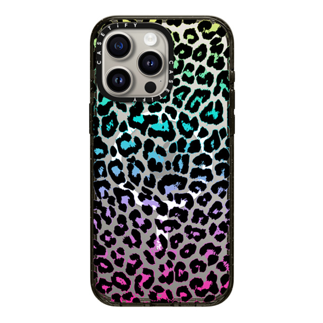 Organic Saturation x CASETiFY iPhone 15 Pro Max ケース ブラック インパクトケース MagSafe対応 Wild Colorful Leopard Transparent