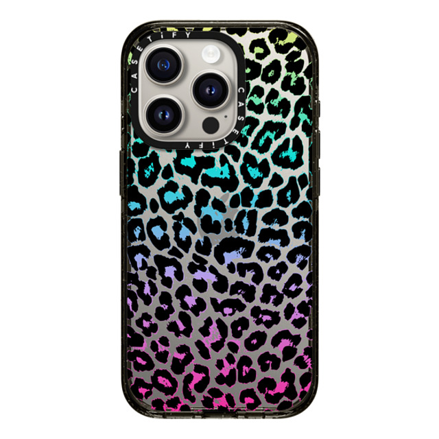 Organic Saturation x CASETiFY iPhone 15 Pro ケース ブラック インパクトケース Wild Colorful Leopard Transparent